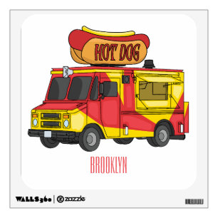 Hot dog food truck cartoon illustration wall decal