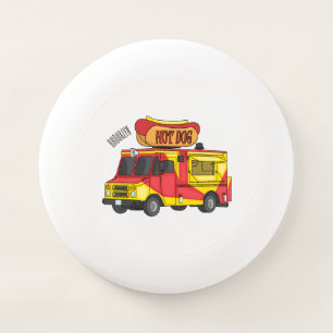 Hot dog food truck cartoon illustration Wham-O frisbee