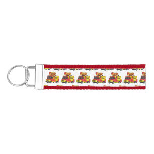 Hot dog food truck cartoon illustration wrist keychain