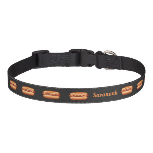 Hot Dog Foods Illustration And Pet's Name Pet Collar