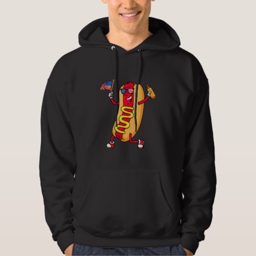 Hot Dog For July 4th Picnic American Flag  Sausage Hoodie