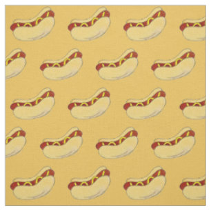 Hot Dog Frankfurter Mustard Bun Hotdog Fast Food Fabric
