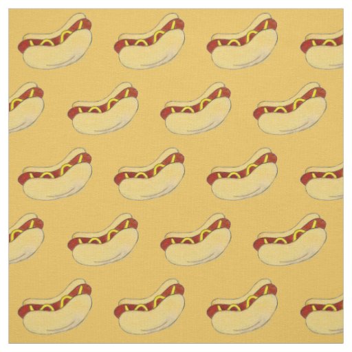 Hot Dog Frankfurter Mustard Bun Hotdog Fast Food Fabric