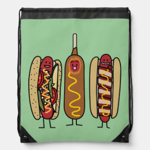Hot Dog Friends Drawstring Bag