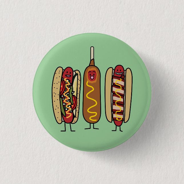 Hot Dog Friends Pinback Button (Front)