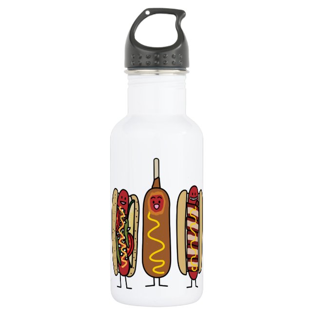 Hot Dog Friends Stainless Steel Water Bottle (Front)