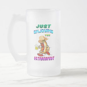 Hot dog frosted glass beer mug