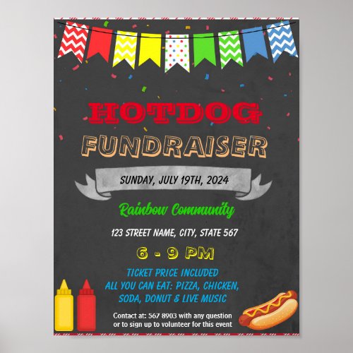 Hot dog Fundraiser event template Poster