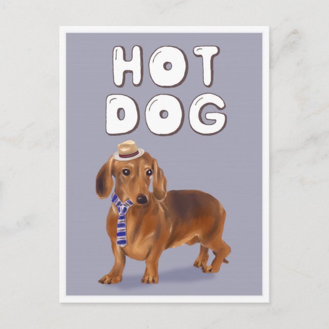 Hot Dog Funny Dachshund Word Pun Postcard (Front)