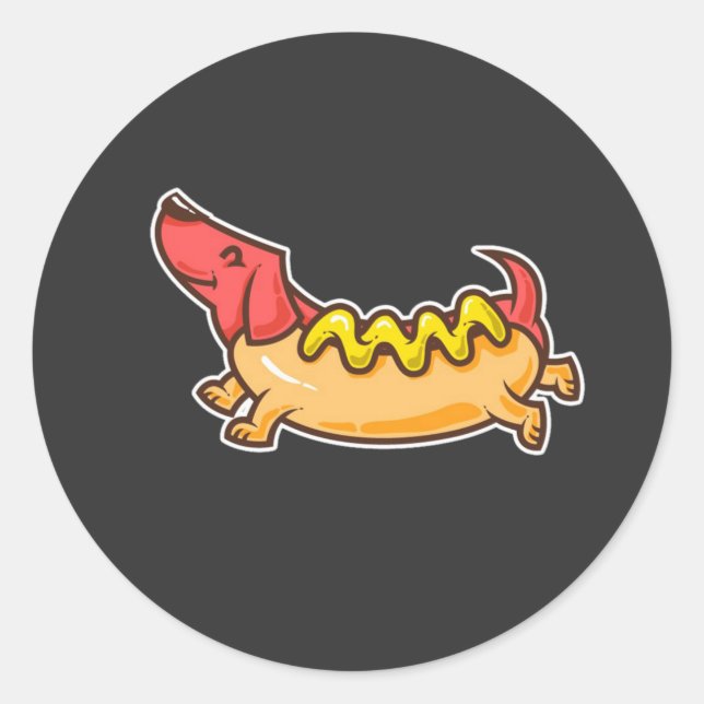 Hot Dog-Funny dog Classic Round Sticker (Front)