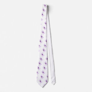 Hot Dog Funny Skiing Pug Purple Jacket and Skis Tie