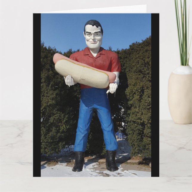 HOT DOG GIANT MAN RETRO BIRTHDAY FUNNY CARD (Front)