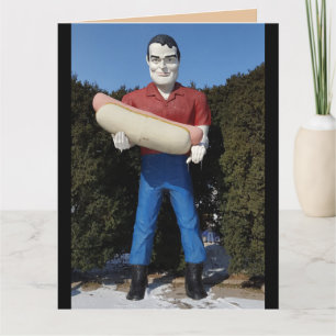 HOT DOG GIANT MAN RETRO BIRTHDAY GREETING CARD