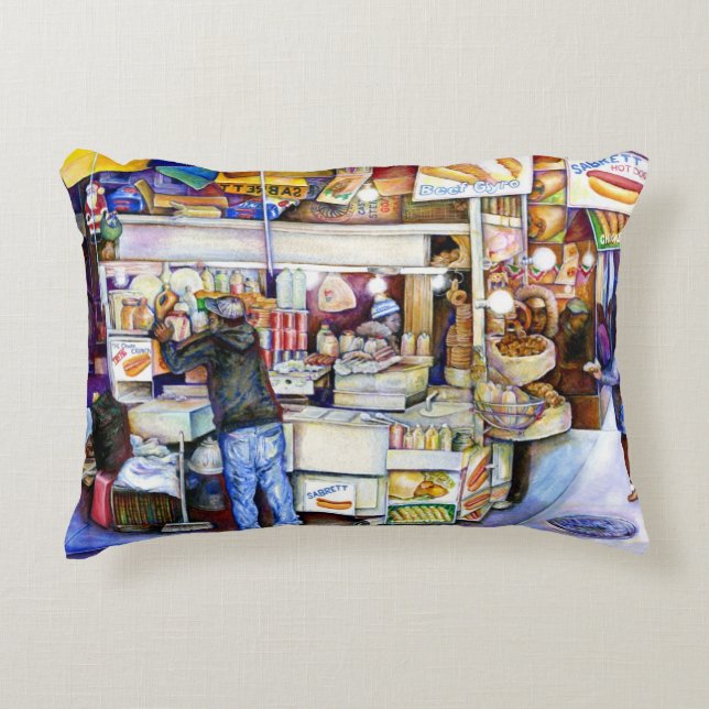 Hot Dog God, New York Accent Pillow (Front)