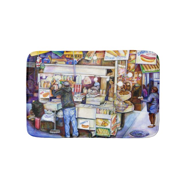 Hot Dog God, New York City Bathroom Mat (Front)