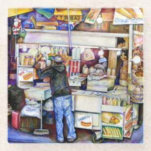 Hot Dog God, New York City Glass Coaster