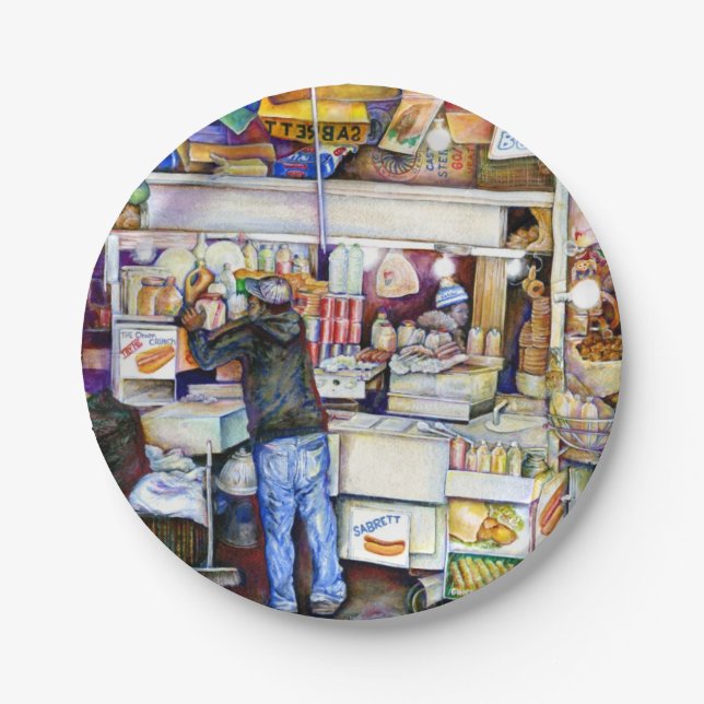 Hot Dog God, New York City Paper Plates (Front)