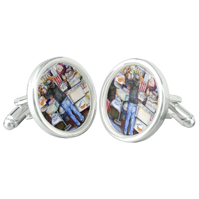 Hot Dog God, New York Cufflinks (Angled)