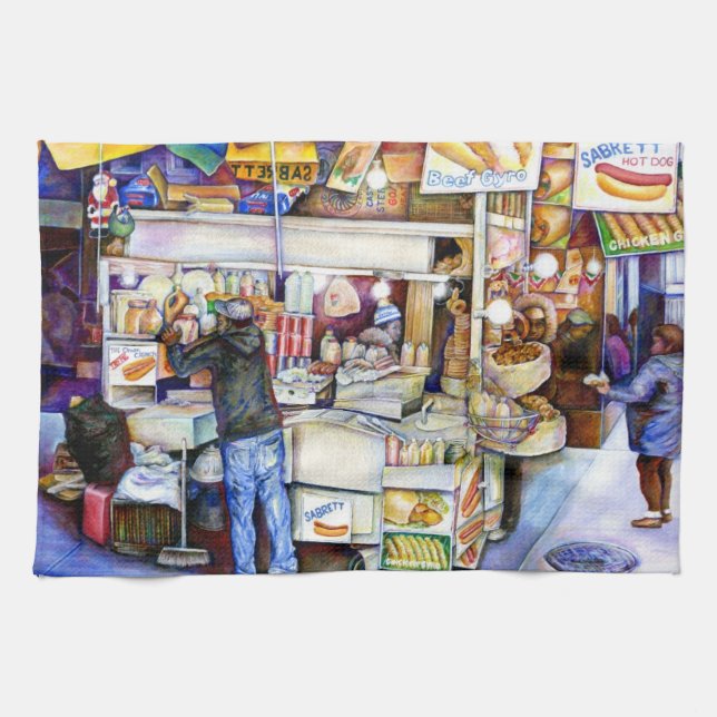 Hot Dog God, New York Kitchen Towel (Horizontal)