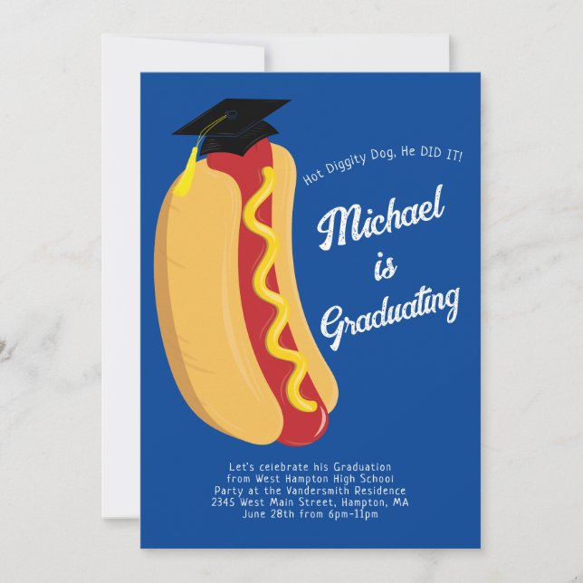 Hot Dog Graduation Party Invitation (Front)