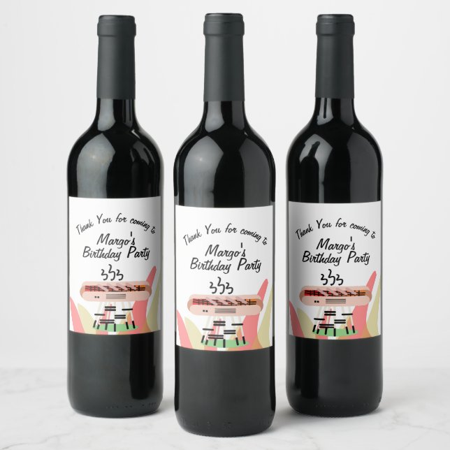 Hot Dog Grilling Birthday Party Cookout Wine Label (Bottles)
