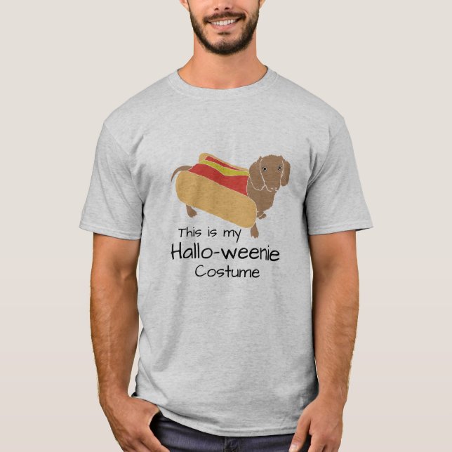 Hot Dog Hallo-Weenie Funny Weiner Dog T-Shirt (Front)
