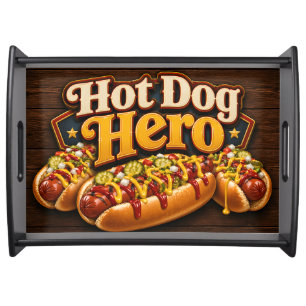 Hot Dog Hero, Vibrant Backyard BBQ Serving Tray