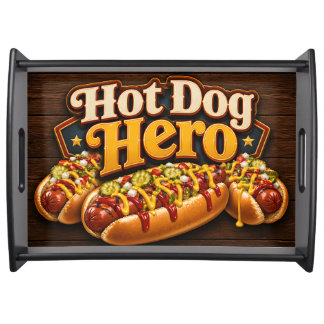 Hot Dog Hero, Vibrant Backyard BBQ Serving Tray