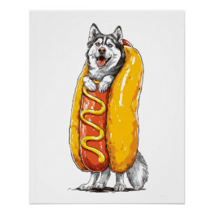 Hot Dog Husky � Funny Food Costume Poster
