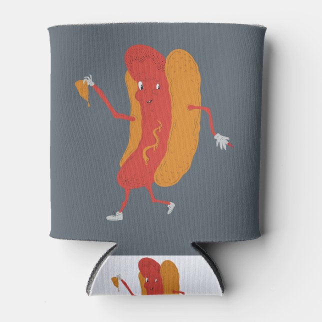 Hot Dog Illustration Can Cooler (Front)