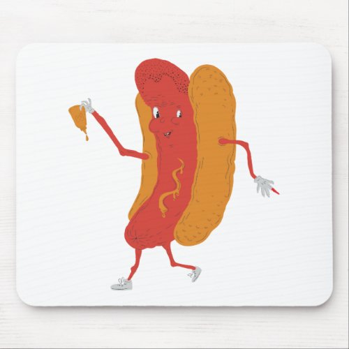 Hot Dog Illustration Mouse Pad