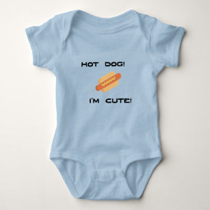 Hot Dog I'm Cute in Blue Baby Bodysuit
