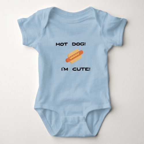 Hot Dog Im Cute in Blue Baby Bodysuit