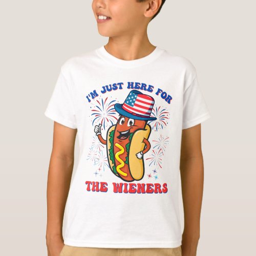 Hot Dog Im Just Here For The 4Th Of July USA T_Shirt