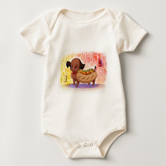 Hot Dog In The City Kitschy Cute Baby Bodysuit
