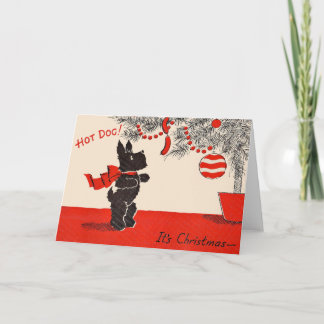 Hot Dog! It's Christmas black scottie dog Card