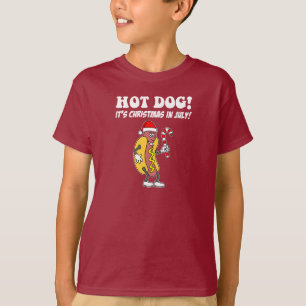Hot Dog It's Christmas In July Cute Funny T-Shirt