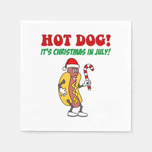 Hot Dog It's Christmas In July Party Napkins (Front)