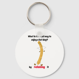 hot dog joke give a smile! keychain