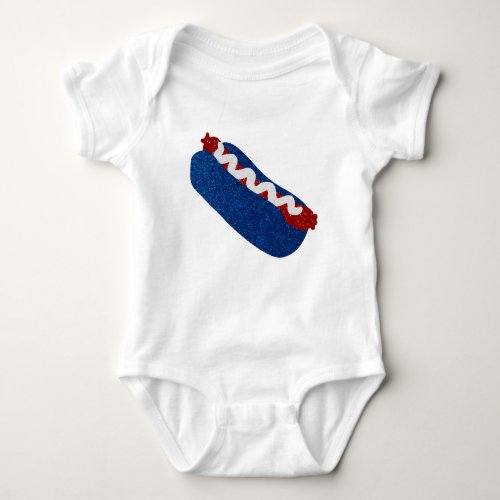 Hot Dog July 4th Glitter Baby Bodysuit