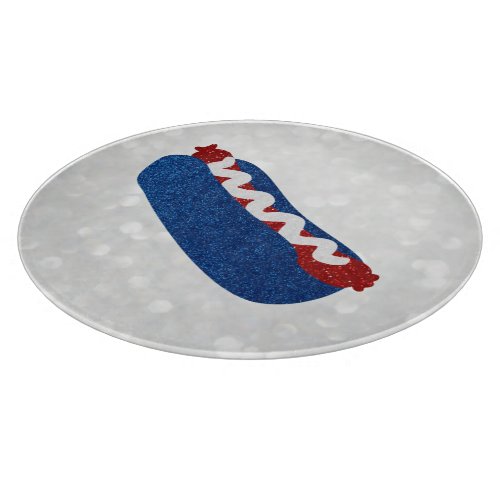 Hot Dog July 4th Glitter Cutting Board