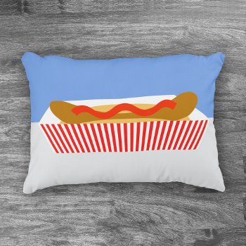 Hot Dog Ketchup Red & White  Accent Pillow by machomedesigns at Zazzle
