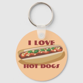 Hot Dog Keychain by Customizables at Zazzle
