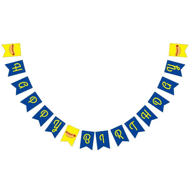Hot Dog Kids Birthday Party Cook Out Cute Bunting Flags (All)