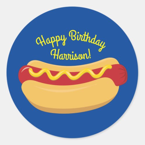 Hot Dog Kids Birthday Party Cook Out Cute Classic Round Sticker