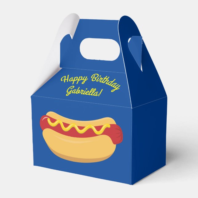 Hot Dog Kids Birthday Party Cook Out Cute Favor Boxes (Back Side)