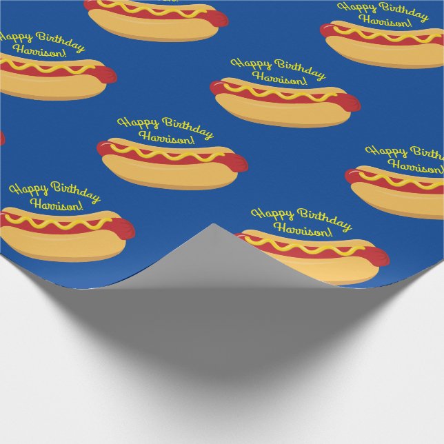 Hot Dog Kids Birthday Party Cook Out Cute Wrapping Paper (Corner)