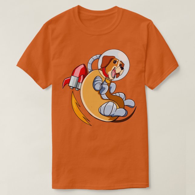 Hot Dog Lover Dog With Rocket  T-Shirt (Design Front)
