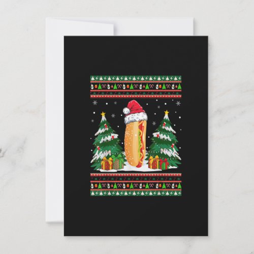 Hot Dog Lover Xmas Lights Ugly Hot Dog Christmas Invitation