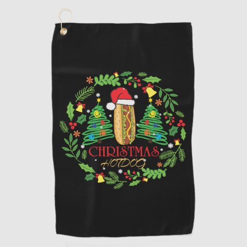 Hot Dog Lover Xmas Ugly HotDog Christmas t shirt Golf Towel